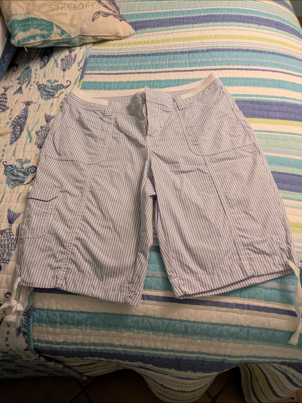 St. John's Bay Blue And White Striped Shorts